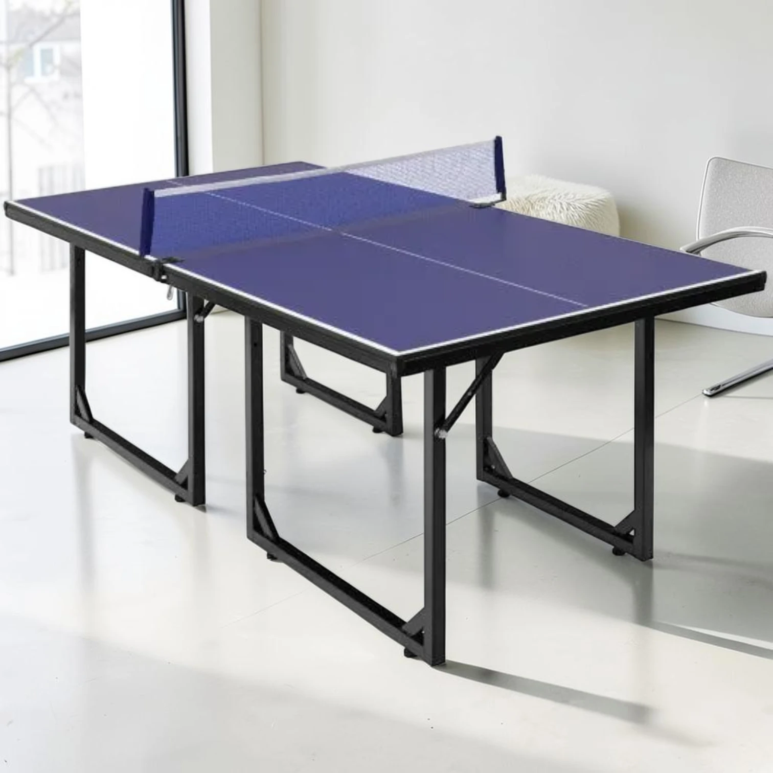 Midsize Foldable Ping-Pong Table MDF Steel 72 x 36.5 x 30.5 Inches