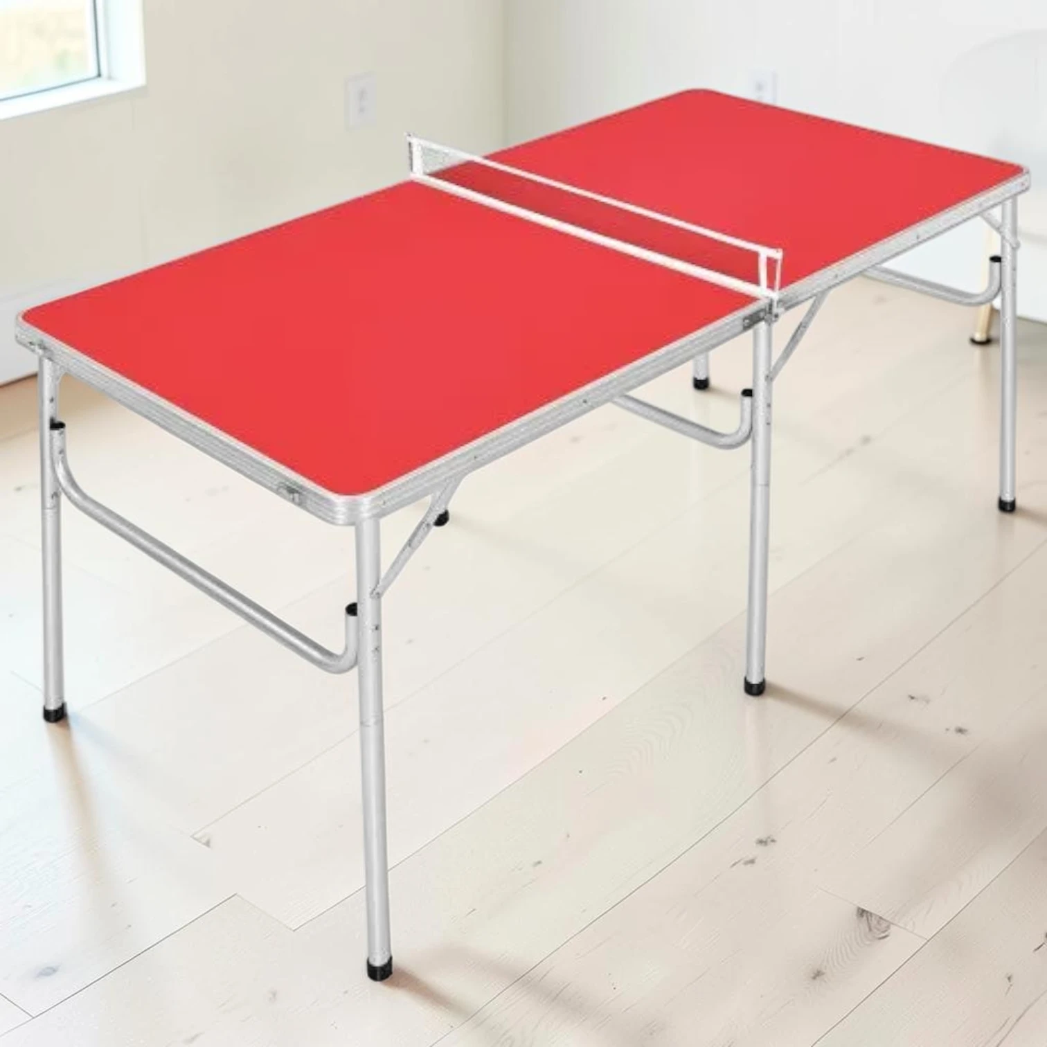 60 Inches Portable Tennis Ping Pong Folding Table with Accessories-Red