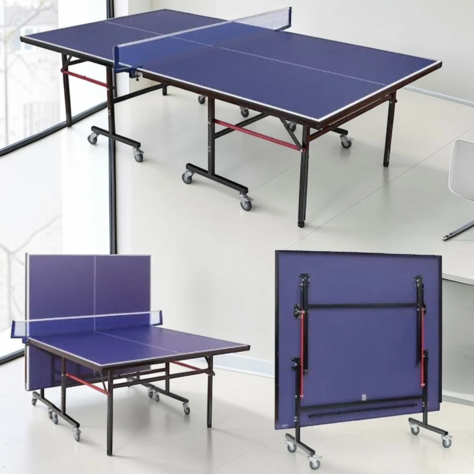 Removable Foldable Table Tennis Table, MDF Surface with Steel Frame, 108 x 60.5 x 30.5 Inches